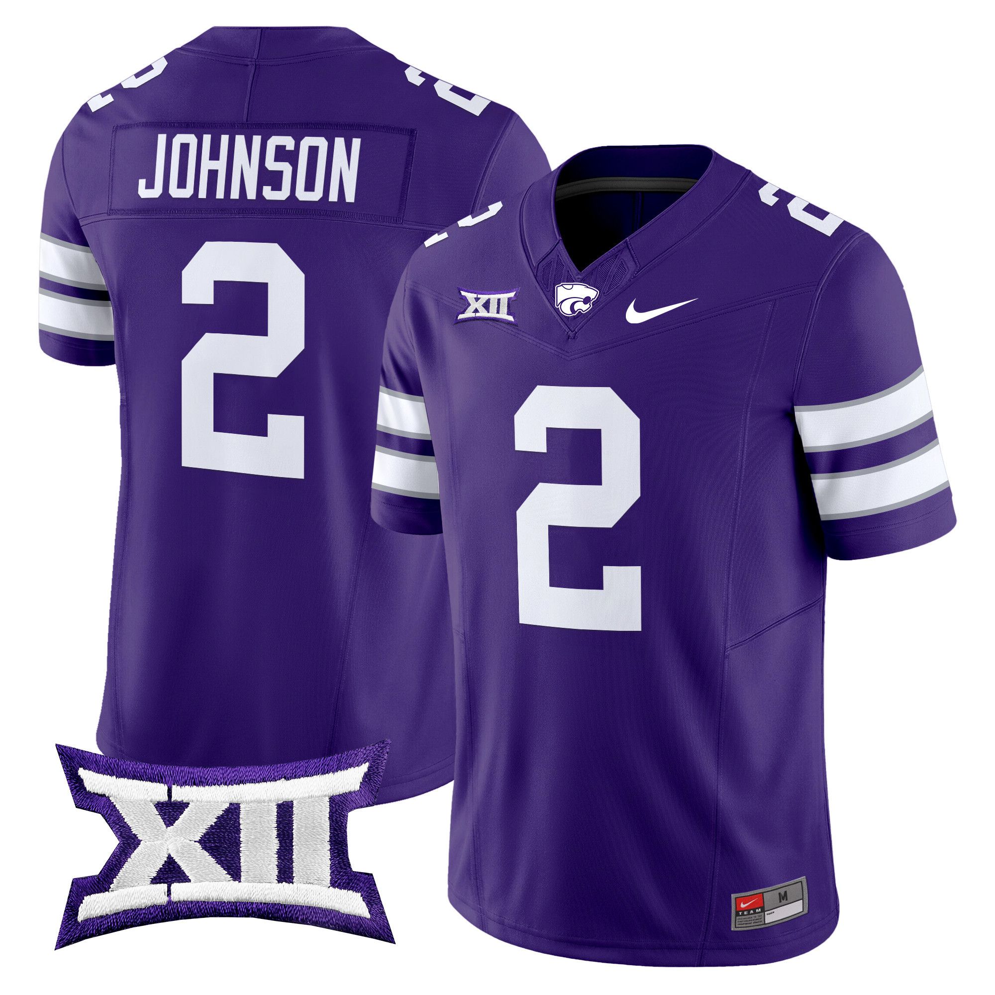Men Kansas State Wildcats #2 Johnson Purple Nike 2024 Vapor Limited NCAA Jersey style 1->ncaa teams->NCAA Jersey
